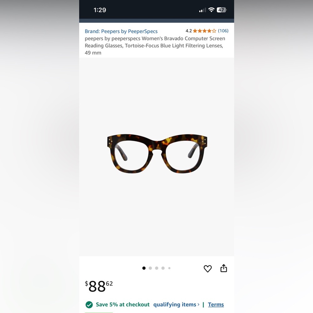 Peepers Bravado Reading Glasses – Tortoise, 49mm – Blue Light Filtering (+1.50)